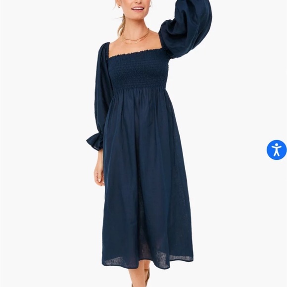 the sleeper navy atlanta linen dress - Picture 7 of 7